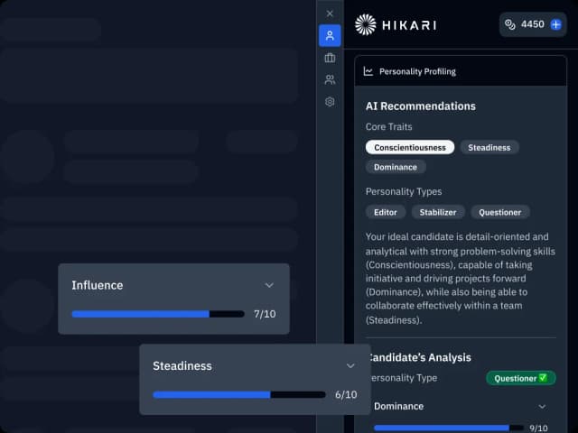 Candidate DISC personality traits and cultural fit analysis
